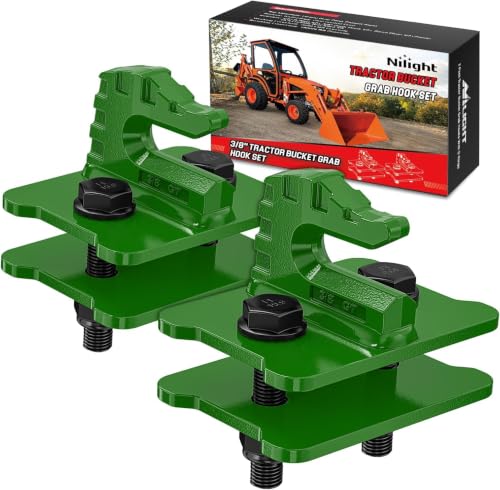 Nilight 2PCS Tractor Bucket Grab Hook 3/8'' Heavy Duty Drop Forged Steel Bolt On Zinc-Coated Cast Tow Max 15000 LBS Green (Pack of 6) - color: Dark Green, size: Grab Hook (Pack of 6)