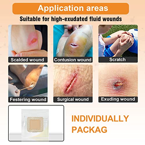 Carbou Silicone Foam Dressing with Gentle Border, 3"x3", 10 Pack | Adhesive Waterproof Wound Dressing Bandage, High Absorbency Pad, Foam Bandage for Wound Care - size: 3x3 Inch (Pack of 10)