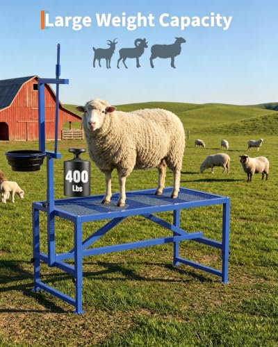 Garvee 35in Goat Milking Stand with Feeder 400LBS Livestock Table - color: Blue 35inch
