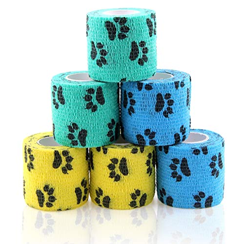 AUPCON Vet Wrap Cohesive Bandages Bulk Self Adhesive Bandage Wrap Self Adherent Wrap Non-Woven for Dogs Pet Animals & Ankle Sprains & Swelling 2 Inch x 5 Yards (2 Inch Claw) - color: 2 Inch Claw