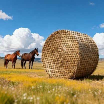 VEVOR Round Bale Hay Net, 4.92 x 4.92 x 4.92 ft, 1.5 inch Holes, PE Material, Knotless Design, with Zip Ties, Needle Shuttle, Repair Twine and Storage Bag, Slow Feeder Round Bale Net for Horses - size: 4.92 x 4.92 x 4.92 ft