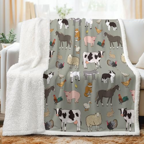 Sleepwish Farm Animals Sherpa Fleece Throw Blanket, Gifts for Kids 50x60 - color: Farm Animals, size: Throw