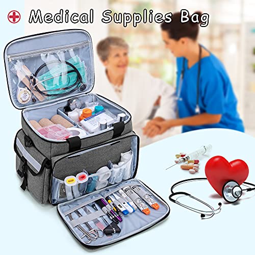 CURMIO Empty First Aid Kits Case for Home Health Care and Trauma Kits, Gray - color: Gray