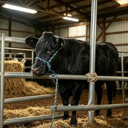 Rope Halter for Cattle, Goat, Sheep - 68.9in Polyester Braided Lead - color: Blue