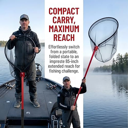 High Strength Heavy Duty Extra Large Aluminum Landing Net - Telescoping Handle (67-85inch), 27in Net Opening for Saltwater Fishing, Boat, Pier, River Angling