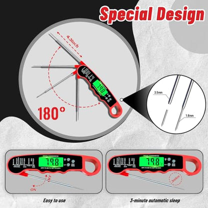 Meat Thermometer Digital, Instant Read Digital Meat Thermometer - color: Red