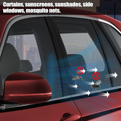 4 PCS Car Front and Rear Side Window Sunshades, 26.3" x 27.5" + 21.2" x 31.1" Mesh Ventilated Privacy Protector, Windows Lifting Anti-dust and Interference Cover, Universal for SUVs (Black)
