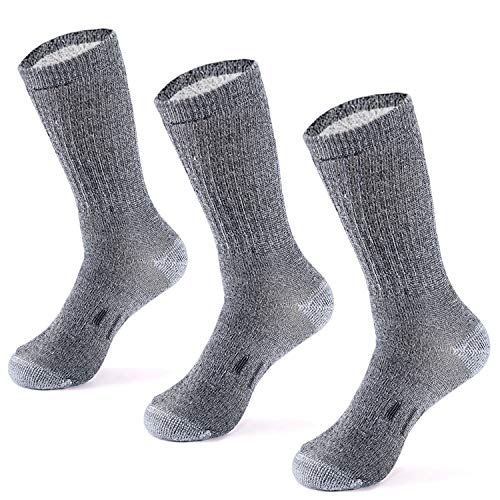 MERIWOOL Merino Wool Hiking Socks for Men and Women – 3 Pairs Midweight Cushioned – Warm n Breathable - color: Gray, size: Large