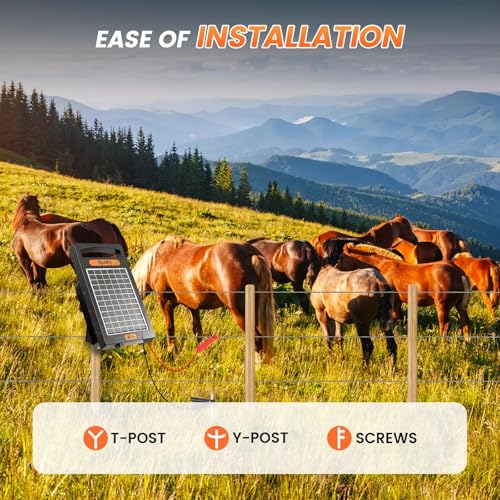 24-Hour Solar Electric Fence Charger, 0.18J, 10-Mile for Livestock - color: Black