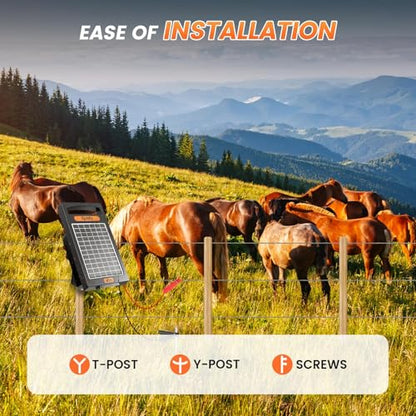 24-Hour Solar Electric Fence Charger, 0.18J, 10-Mile for Livestock - color: Black