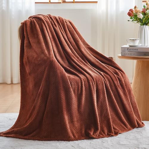 NEWCOSPLAY Fleece Leaves Pattern Throw Blanket, Coffee, 50"x60" - color: Coffee, size: Throw(50"x60")