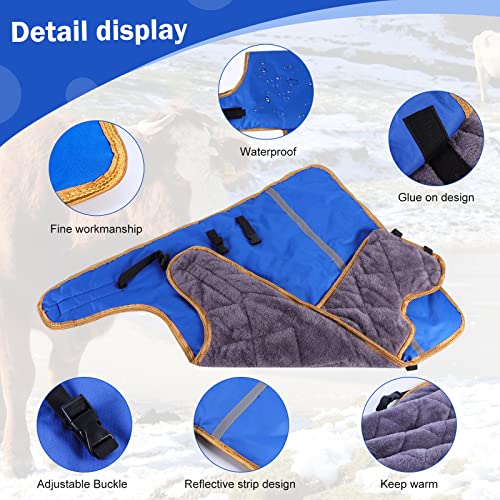 2pcs All-Weather Calf Blanket with Fleece Lining & Windproof Shell - Versatile Goat Blankets for Winter and Durable Sheep Blanket with Full Belly Coverage (Plucked Blue 2pcs) - color: Plucked Blue