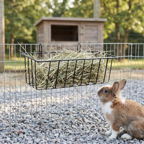 2 Pcs Rabbit Hay Feeder, Hay Rack for Rabbits Bunny Hays Feeder Rabbit Metal Rack Hays Holder for Guinea Pig Small Animals Grass Racks for Bunny Chinchilla Cage Reduce Mess, 9x4x3 Inch