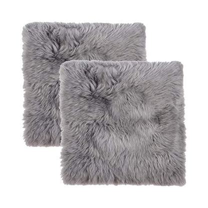 Natural Sheepskin Chair Pad, Non-Slip, Grey, 2 Pack - color: Grey, size: 2 Count (Pack of 1)