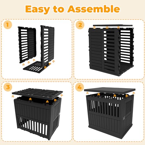 Vixzen Outdoor Duck House, PP Resin Poultry Shelter, Black - color: Black, size: 29.7"L x 21.3"W x 25.3"H