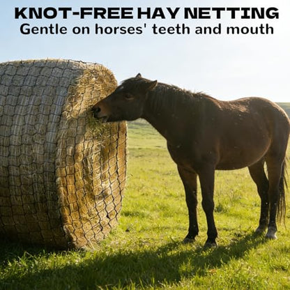 5x5 FT Heavy Duty Slow Feed Hay Net, 1.57-Inch Knotless Weatherproof Nylon Hay Net for Horses, Cattle, Goats, Sheep & Livestock, Outdoor Round Bale Feeder to Reduce Waste