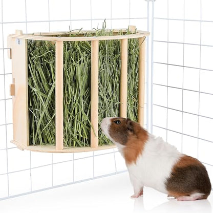 Unicorn Catcher Wooden Guinea Pig Hay Feeder, Large Hanging Rabbit Rack - size: 1 PACK