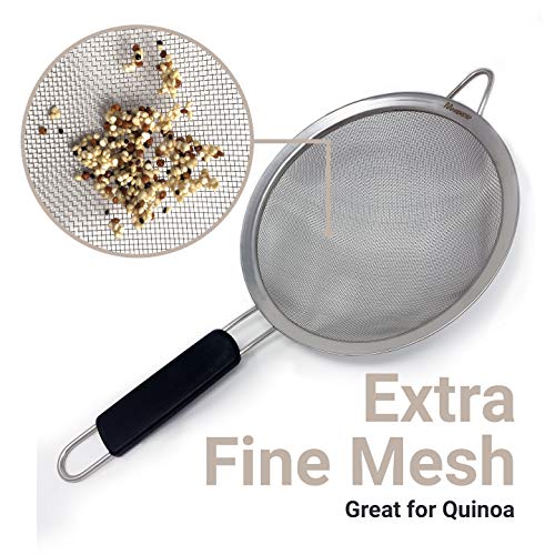 Fine Mesh Strainer Set of 3, Stainless Steel with Insulated Handle Sieves
