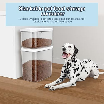 12 lbs Airtight Dog Cat Food Storage Container and Dog Treat Containers BPA-Free, PET Clear Stackable Pet Storage Bin, 1-Cup Scoop, 1-Sponge cleaning brush, Pop Top, With handle, Easy Mobility-large - color: White Large (12L-1Pack)