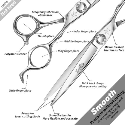 High-end Professional Extremely Very Sharp Barber Hair Cutting Scissors Hairdresser Shears For Hair 6.5 Inch Haircut Scissor Made Of Stainless Steel Alloy For Hairdressing Salon and Home Use - size: 6.5 Inch, style: Shears