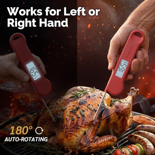 0.5 Sec Instant Read Grill Meat Thermometer Digital Food Cooking BBQ, Red - color: Red