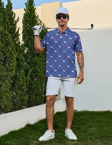 Men‘s Golf Shirt Funny Polo Shirts Short Sleeve Golf Polo Shirts Gifts Print Shirts - color: Style-polo-a6, size: X-Large