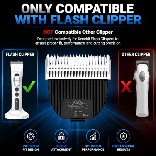 Kenchii Flash Clipper Blade 5F(6mm), Original Flash Only | Stay-cool stainless steel, corrosion-resistant coating, detachable for easy cleaning, precision pet grooming - size: 5F