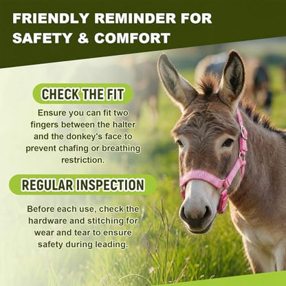 1 Set Mini Donkey Halter with Lead Rope Adjust, Pink - color: Pink