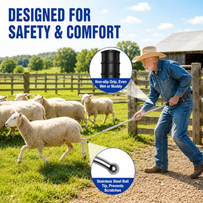 Goat Sheep Catcher Hook, Adjustable (31–78″) Shepherd’s Crook Pole