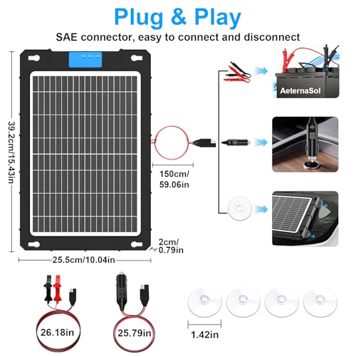 12V Solar Car Battery Charger 12W Waterproof Portable Solar Trickle Charger Maintainer with Smart PWM Controller for Car, Automotive, Motorcycle, Boat, Marine, RV,Trailer, Snowmobile, etc. - color: 12W PWM Solar Battery Charger