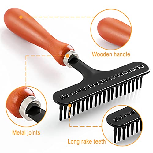 Hand Held Carpet Rake Sheepskin Wool Brush Carding Fur Restore Carpets Softness and Texture Let Rugs to New Looking