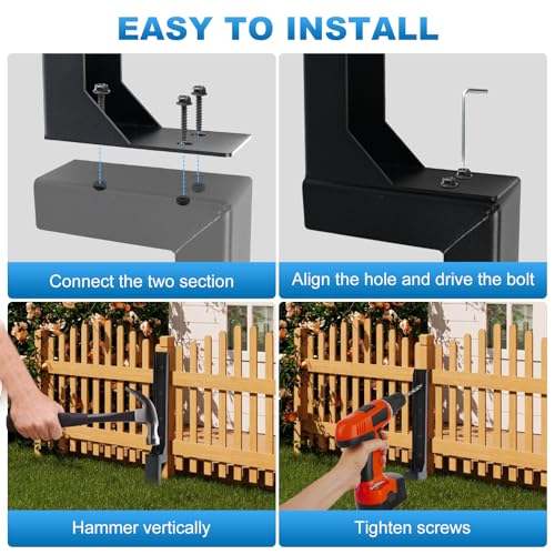 Fence Post Repair Kit, Fences Post Anchor Ground Stakes Heavy Duty, for Repair Tilted and Broken Wood Support, Hardware Included 4 Pack