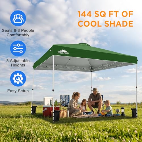EAGLE PEAK 12x12 Pop Up Canopy Tent Easy Up Canopy Outdoor, Green - color: Green, size: 12x12