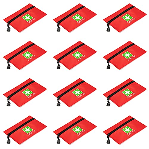 Red Emergency Bag First Aid Small Empty Travel Rescue Pouch First Responder Storage Medicine Pocket Bags for Car Home Office Kitchen (8.3x5.5 12pcs green print) - style: 8.3x5.5inch 12pcs Green Print