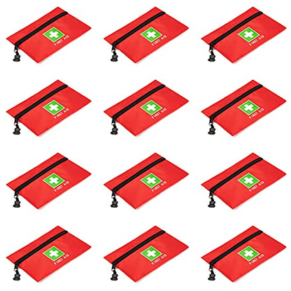 Red Emergency Bag First Aid Small Empty Travel Rescue Pouch First Responder Storage Medicine Pocket Bags for Car Home Office Kitchen (8.3x5.5 12pcs green print) - style: 8.3x5.5inch 12pcs Green Print