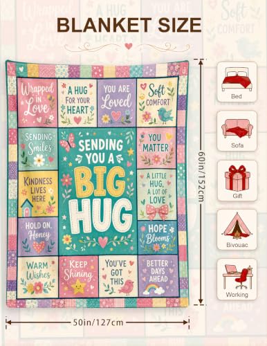 Get Well Gifts for Women Inspiration Spiritual Thank You Gifts Hug Blanket | Thoughtful Encouragement Motivational Gifts for Women After Surgery Cozy Gifts Wellness Gifts Life Comfort Blanket 50*60 - color: Hug