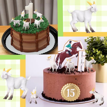 Foilswirl 50 Pcs Mini Goat Figurines Miniature Resin Farm Animal Figurines Set for Decorating Outdoor Micro Landscape Mini Gardens Potted Plant Accessories and Creative DIY Props Cake Topper (Goat)