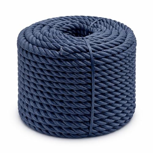 Heavy Duty Twisted PP/Polyester/Nylon Rope, Weather-Resistant & Waterproof Rope for Pool, Marine, Camping, Household Use, Construction & Rigging Applications (Navy, 5/16in X 98FT) - color: Navy, size: 5/16in X 98FT