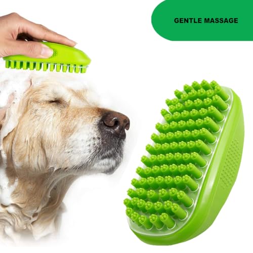 Rubber Curry Brush for Short Haired Dogs, Gentle Curry Comb - color: Green