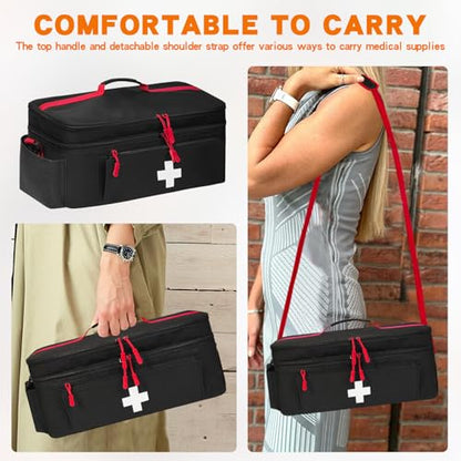 Boczif First Aid Bag Empty, Emergency Kit Bag(black with shoulder strap) - color: black with shoulder strap