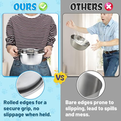 MEWTOGO 2 Pcs 0.7 Gallon Food Grade Stainless Steel Dog Water Bowls - size: 0.7 Gallons