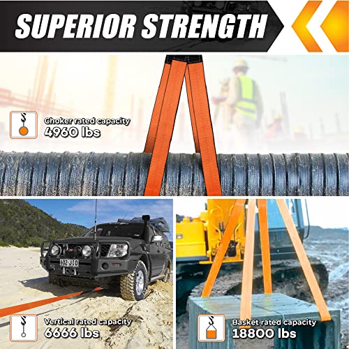 2”x7’ Sturdy Lift Sling Straps, 18800lbs Heavy Duty Lifting Web Sling—2 PCS | Eye-Eye Nylon Strap for Hoist, 2-Ply Polyester Rigging Straps, Tree Saver Recovery Straps Web Sling Winch - size: 2 Pack 2”x7FT
