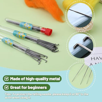 Yizzvb 40 Pcs Needle Felting Tools Felting Needles Kit Wool Supplies | Felting Needles Kit Wool Felting Supplies, Needle Felting Needles, Wooden Handle and Storage Box for Felting Wool Projects