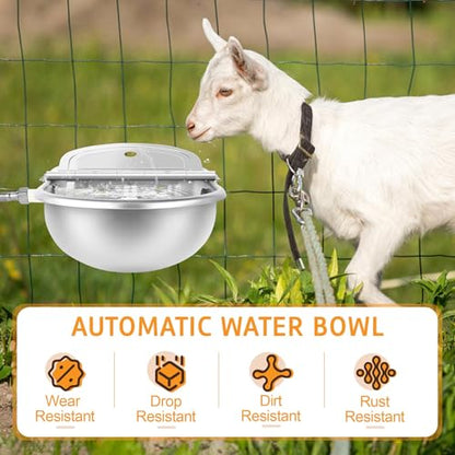 4PCS Automatic Animal Drinking Water Bowl Stainless Steel Waterer Feeder Farm Dog Dispenser Kit Self Filling for Livestock Horse Goat Water Trough with Float Valve Drain Hole Hose Adapter Bolts - size: 4 PCS