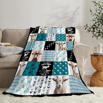 Super Soft Warm Goat Animal Throw Blanket - Cozy Plush Fluffy Sheep Lightweight Fleece Flannel Gifts for Women, Girls, Kids & Adults - 60"X50" - color: Goats, size: 60"x50"