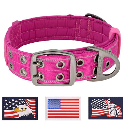 ADITYNA Heavy Duty Magenta Dog Collar for Medium Dogs with Traffic Handle - color: Magenta, size: Medium: Fit 15-19" Neck