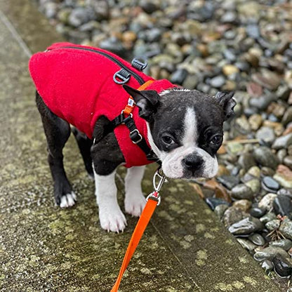 Gooby Zip-Up Fleece Dog Sweater, Red, X-Small - color: Red, size: X-Small chest (~11")