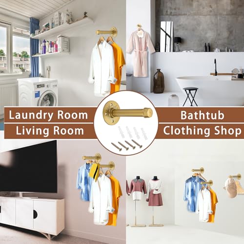 Sumnacon Wall Mounted Clothes Rack for Wardrobe, 2Pcs 5.9 Inch, Gold - color: Gold, size: 6 Inch