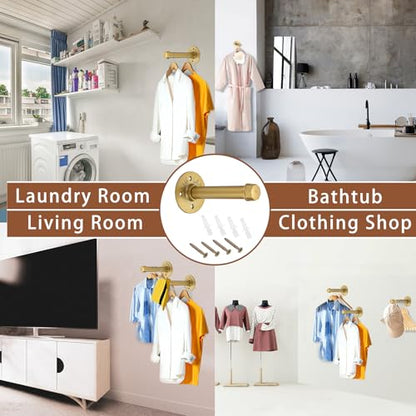 Sumnacon Wall Mounted Clothes Rack for Wardrobe, 2Pcs 5.9 Inch, Gold - color: Gold, size: 6 Inch