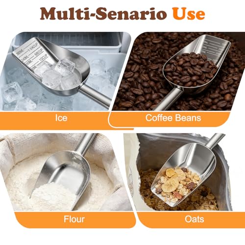 Dog Food Scoop Stainless Steel with Long Handle, Precise Measuring Cups - size: 1.5CUP